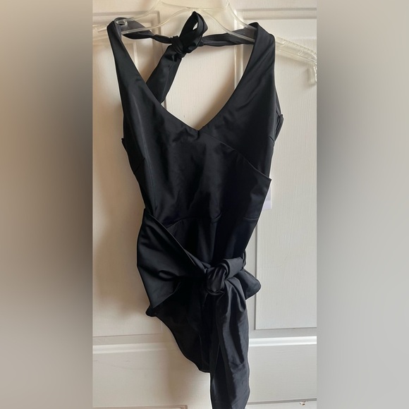 Onia NWT Elena Halter Tie Waist One Piece Swimsuit in Black Size Small - Picture 4 of 11